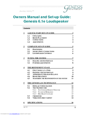 Genesis Genesis 6.1e Setup And Owners Manual