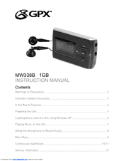 GPX MW338B Instruction Manual