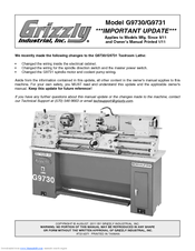 Grizzly G9731 Important Update Manual