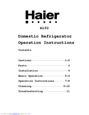 Haier AL92 Operation Instructions Manual