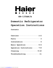 Haier HR-135AR/A Operation Instructions Manual
