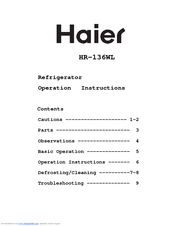 Haier HR-136WL Operation Instructions Manual
