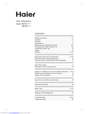 Haier RBFS21SIAS - 20.6 cu. Ft Owner's Manual