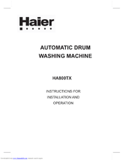 Haier HA800TX Instructions For Installation And Operation Manual