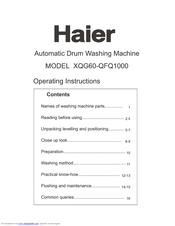 Haier XQG60-QFQ1000 Operating Instructions Manual