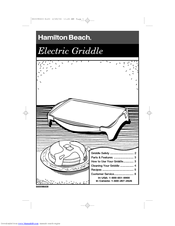 Hamilton Beach 38510 - StepSavor Jumbo Griddle Owner's Manual