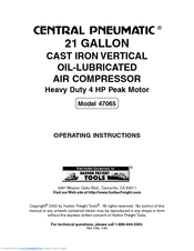 Harbor Freight Tools Central Pneumatic 47065 Operating Instructions Manual