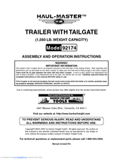 Haul Master 92174 Assembly And Operation Instructions Manual