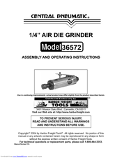 Central Pneumatic 36572 Assembly And Operating Instructions Manual