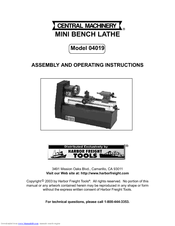 Central Machinery MINI BENCH 4019 Assembly And Operating Instructions Manual
