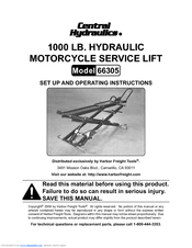 Central Hydraulics 66305 Set Up And Operating Instructions Manual