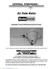Central Pneumatic 93496 Assembly And Operating Instructions Manual