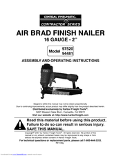 Central Pneumatic 94481 Assembly And Operating Instructions Manual