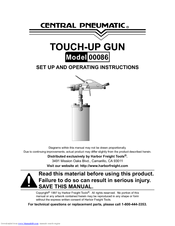 Central Pneumatic 86 Set Up And Operating Instructions Manual