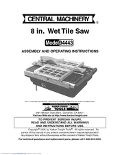 Central Machinery 94443 Assembly And Operating Instructions Manual