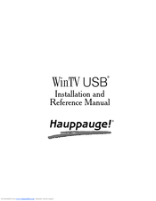 Hauppauge WinTV-USB FM Installation And Reference Manual