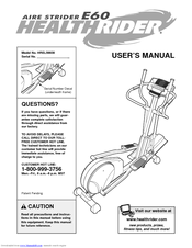 Healthrider Aire Strider E60 Elliptical User Manual
