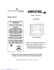 Hearth and Home Technologies SIMPLIFYRE SFE-35C Homeowner's Installation & Operating Manual