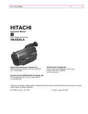 Hitachi VME-625LA - Camcorder Instruction Manual
