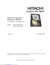 Hitachi ULTRASTAR 15K450 HUS154545VLF400 Specifications