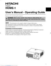 Hitachi HOME-1 User's Manual And Operating Manual