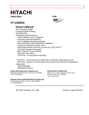Hitachi VT-UX605A Owner's Manual