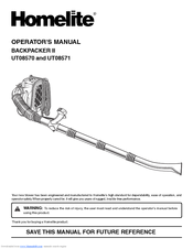 Homelite BACKPACKER II UT08570 Operator's Manual
