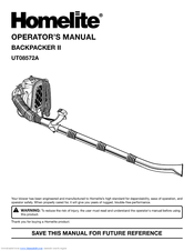 Homelite BACKPACKER II UT08572A Operator's Manual