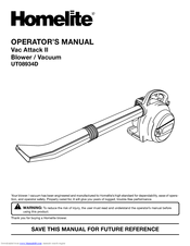Homelite VAC ATTACK II UT08934D Operator's Manual