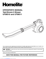 Homelite YARD BROOM II BLOWER UT08510 Operator's Manual