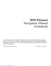 Honda 2010 Element Navigation Manual