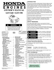 Honda GSV190 Owner's Manual