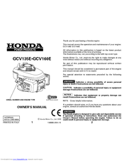 Honda GCV160E Owner's Manual