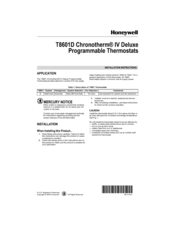 Honeywell Chronotherm Deluxe T8601D Installation Instructions Manual