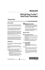 Honeywell Easy-To-See TRADELINE T841B Installation Instructions