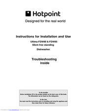 Hotpoint Ultima FDW85 Instructions For Installation And Use Manual