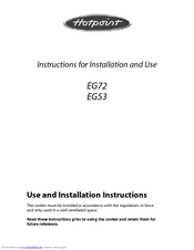 Hotpoint EG72 Use And Installation Instructions