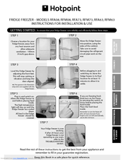 Hotpoint RFA08 Instructions For Installation And Use Manual