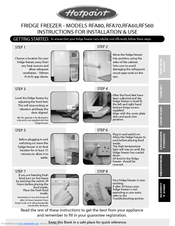 Hotpoint RFA60 Instructions For Installation And Use Manual
