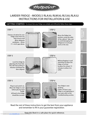 Hotpoint RLA32 Instructions For Installation And Use Manual
