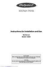 Hotpoint E3BX Instructions For Installation And Use Manual
