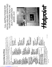 Hotpoint 6101 Installation And Operating Instructions Manual