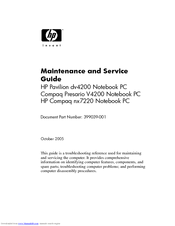 HP Compaq Presario,Presario V4213 Maintenance And Service Manual