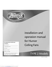Hunter 41931-01 Installation And Operation Manual