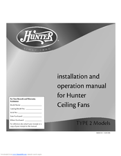 Hunter 23262 Installation And Operation Manual