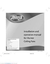 Hunter 42616-01 Installation And Operation Manual