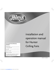 Hunter 42701-01 Installation And Operation Manual