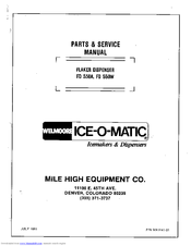 Ice-O-Matic Flaker Dispenser FD550 Parts & Service Manual