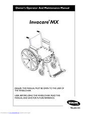 Invacare MX Operating & Maintenance Manual