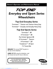Invacare Top End T-5 Tennis Elite Operator And  Maintenance Manual